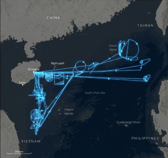 Flight Tracking Data from FlightRadar24 shows 23 Drone Missions from Qionghai since August 