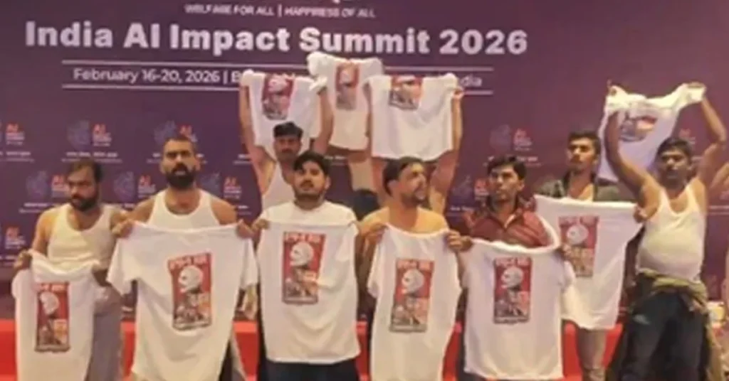 AI Summit Congress Shirtless Protest